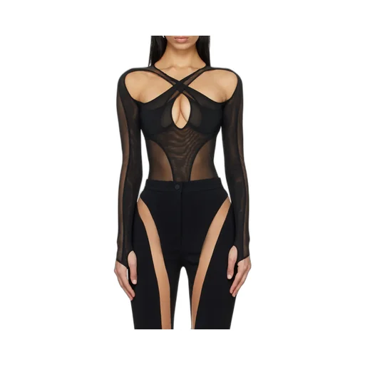 Sheer Panelled Cut-Out Bodysuit