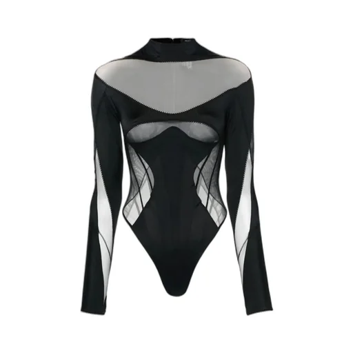 Panelled-Mesh Jersey Bodysuit