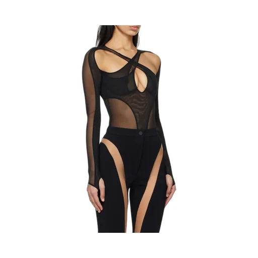 Sheer Panelled Cut-Out Bodysuit