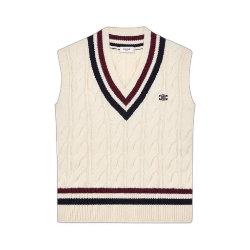 Triomphe V-Neck Cable-Knit In Cashmere