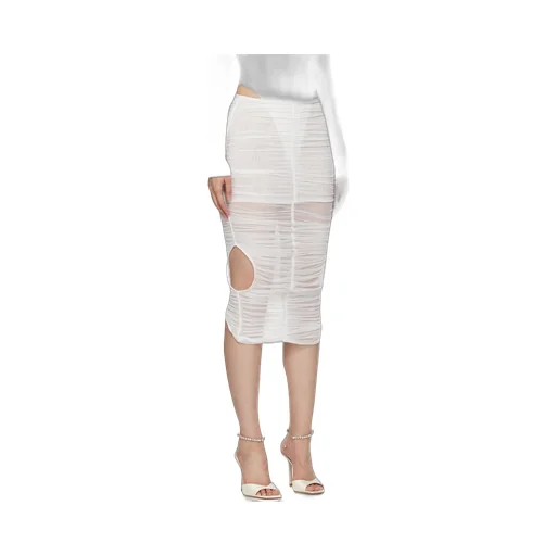 Mesh Ruched Midi Skirt