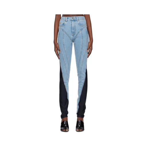 Contrast-Panel Slim-Fit Jeans