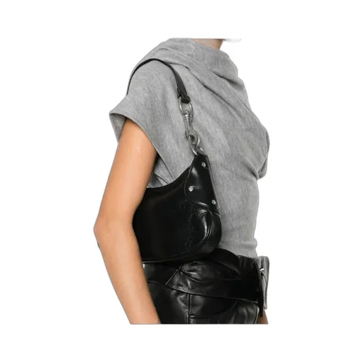 Rivet-Detail Leather Shoulder Bag