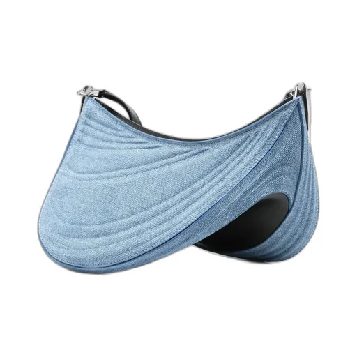 Medium Denim Spiral Curve 01 Denim Shoulder Bag