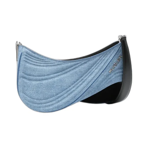 Medium Denim Spiral Curve 01 Denim Shoulder Bag