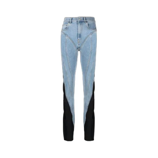 Contrast-Panel Slim-Fit Jeans