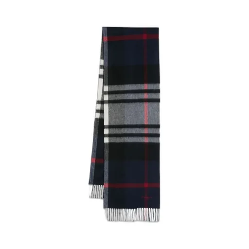 Check-Pattern Fringe-Detailing Scarf