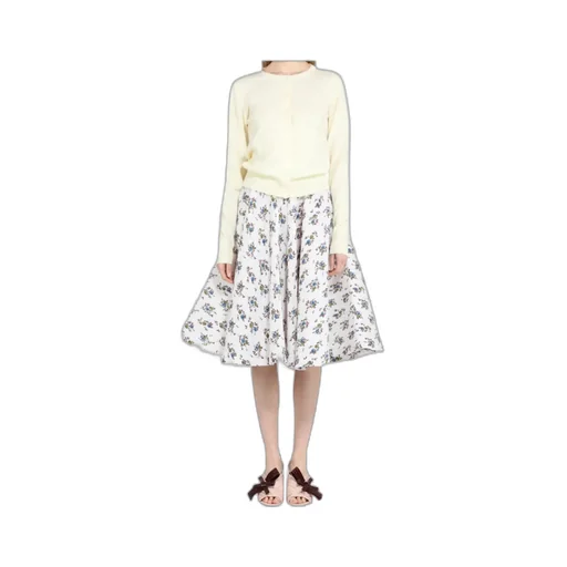 Floral-Print Pleated Midi Skirt