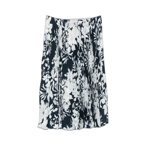 Pleated Floral-Print Midi Skirt