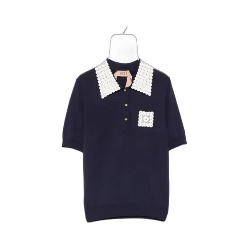 Crochet-Trimmed Polo Shirt