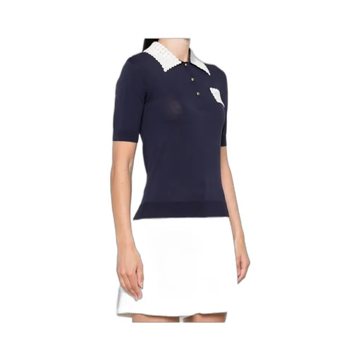 Crochet-Trimmed Polo Shirt