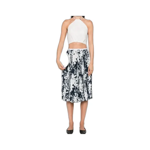 Pleated Floral-Print Midi Skirt