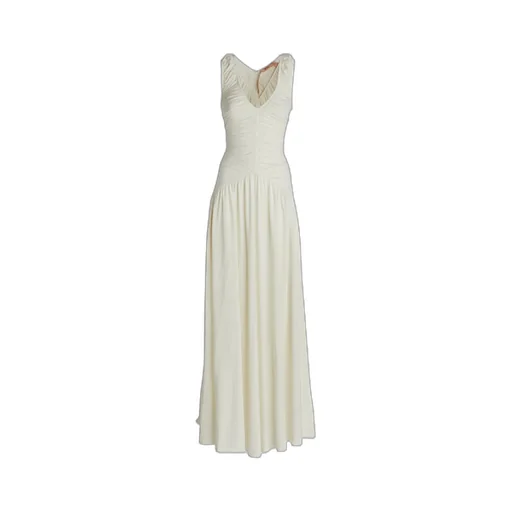 V-Neck Pleated Dress
