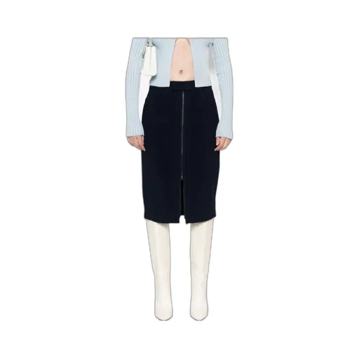 Mid-Rise Zip-Up Midi Skirt