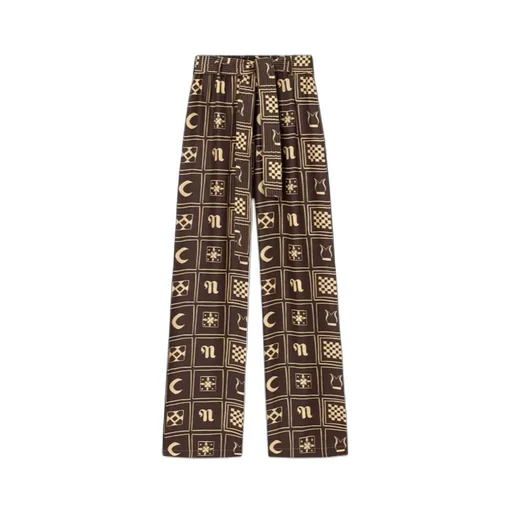Jadine Kopjafa-Print Silk Trousers