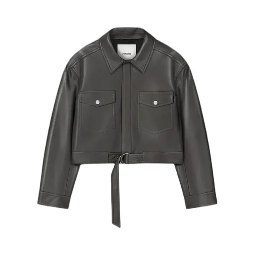 Long-Sleeved Leather Jacket