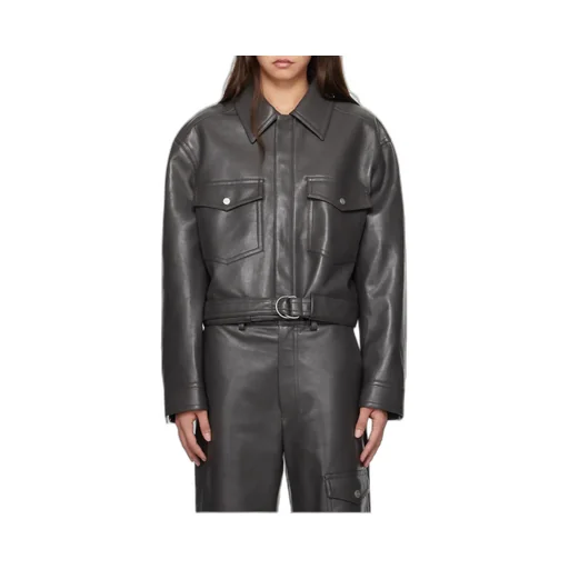 Long-Sleeved Leather Jacket
