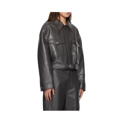 Long-Sleeved Leather Jacket