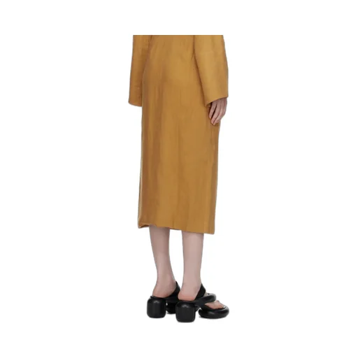 Open-Back Linen Midi Wrap Dress