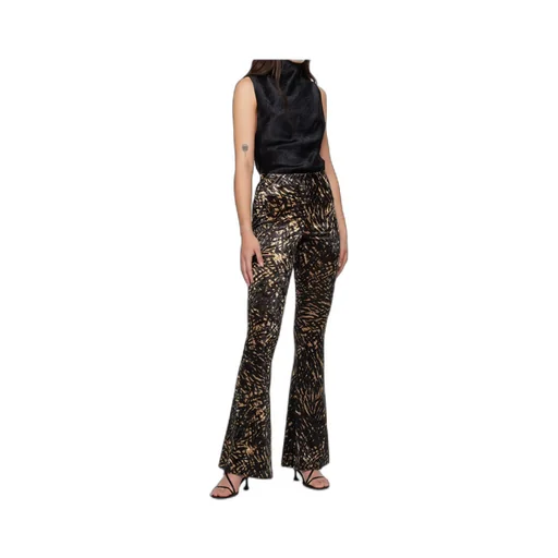 Abstract-Print Flared Trousers