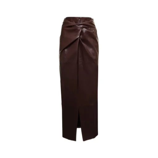 Twist-Front Faux-Leather Wrap Skirt