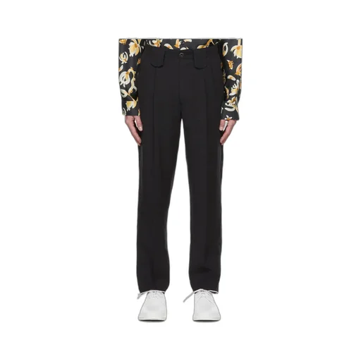 Pleat-Detail Straight-Leg Trousers