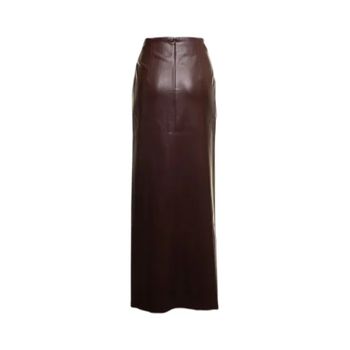 Twist-Front Faux-Leather Wrap Skirt