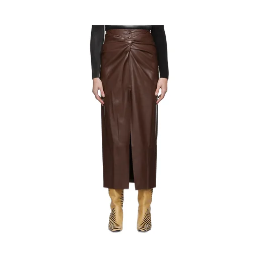 Twist-Front Faux-Leather Wrap Skirt