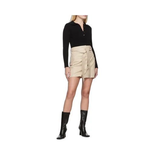 High-Waist A-Line Belted Mini Skirt