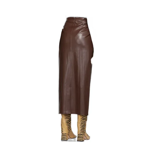 Twist-Front Faux-Leather Wrap Skirt