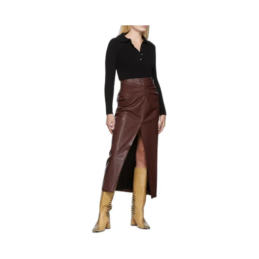 Twist-Front Faux-Leather Wrap Skirt