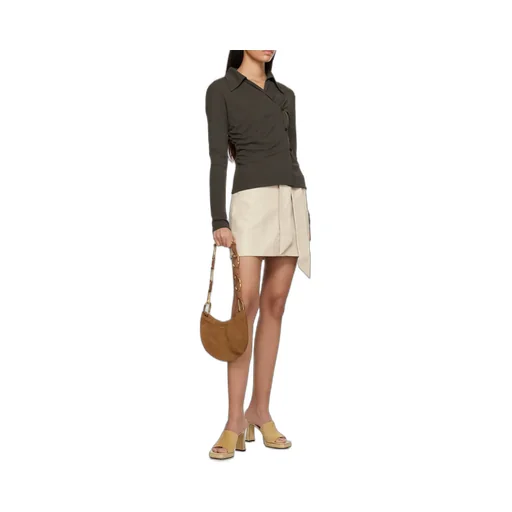 High-Waist A-Line Belted Mini Skirt