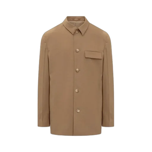 Button-Up Straight Hem Tailored Overshirt