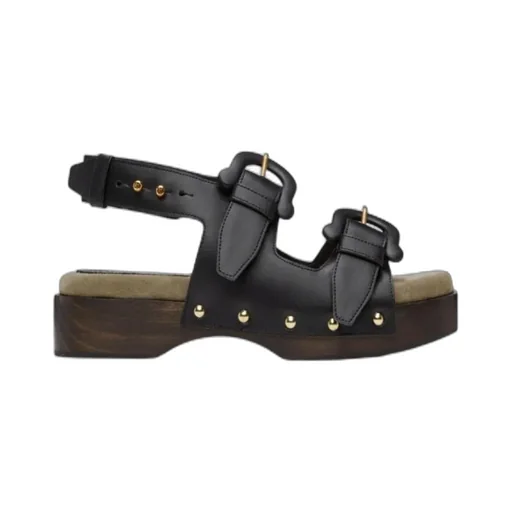 Double-Buckle Leather Sandals