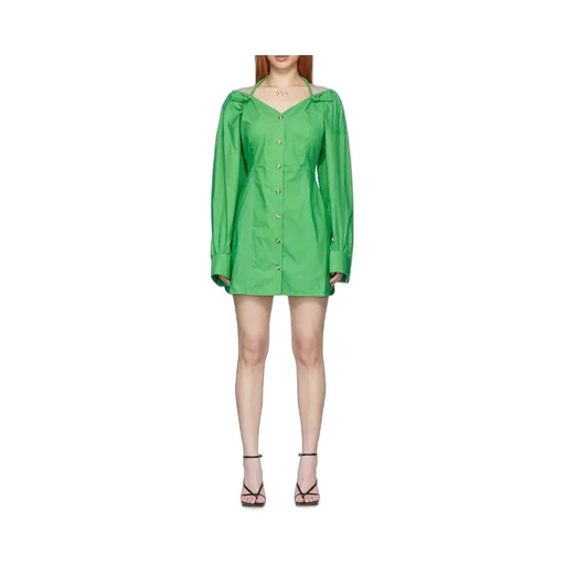 Long-Sleeve Button-Fastening Dress