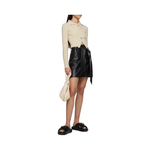 High-Waist A-Line Belted Mini Skirt