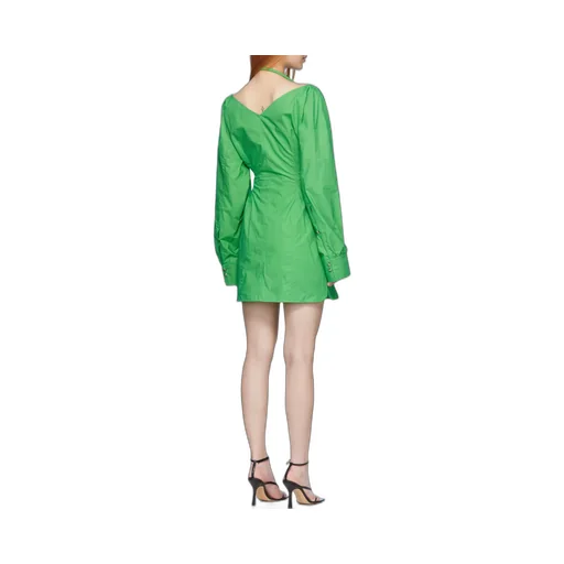 Long-Sleeve Button-Fastening Dress