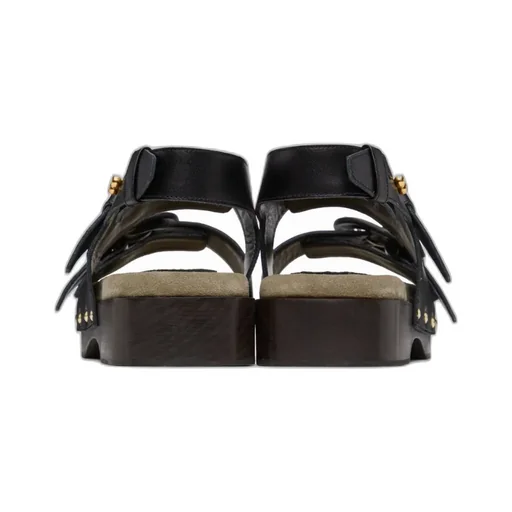 Double-Buckle Leather Sandals