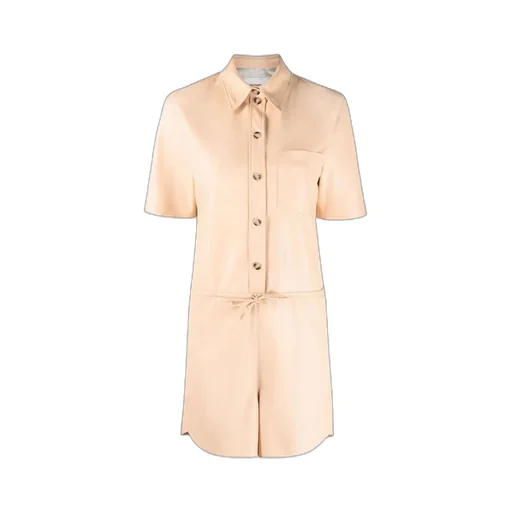 Vegan-Leather Short-Sleeve Playsuit