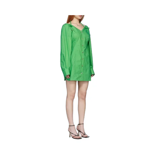 Long-Sleeve Button-Fastening Dress