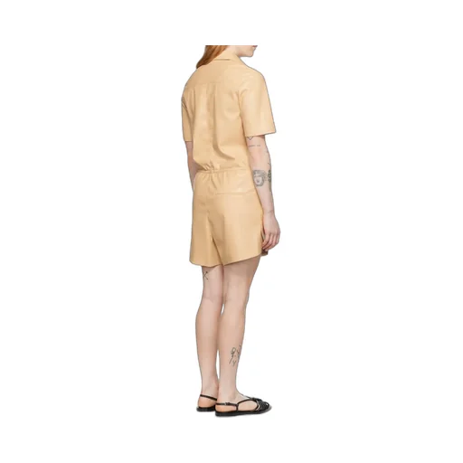 Vegan-Leather Short-Sleeve Playsuit