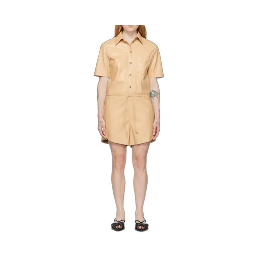 Vegan-Leather Short-Sleeve Playsuit