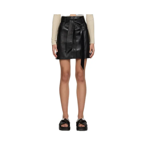 High-Waist A-Line Belted Mini Skirt