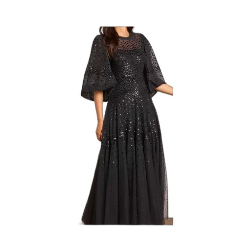 Scallop Sequined Round Neck Dress