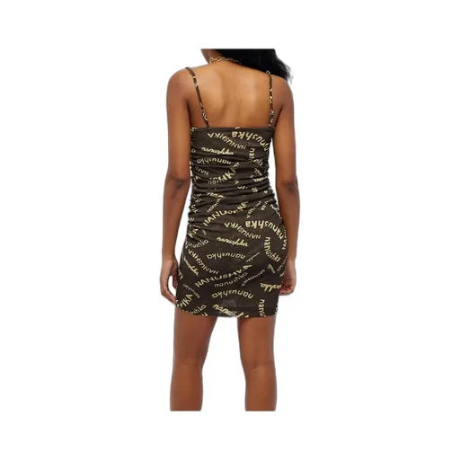 Logo-Print Ruched Mini Dress