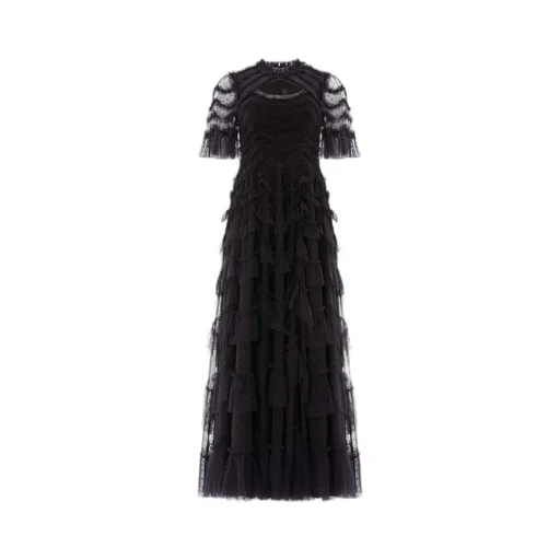 Tulle Short-Sleeved Dress