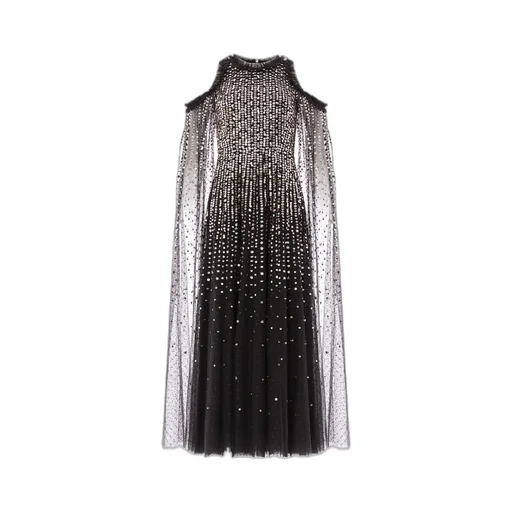 Sequined Cape Sleeve Gown