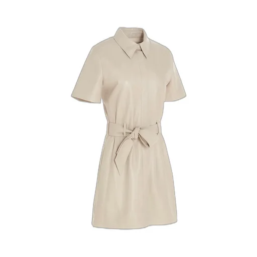 Halli Faux-Leather Mini Shirtdress