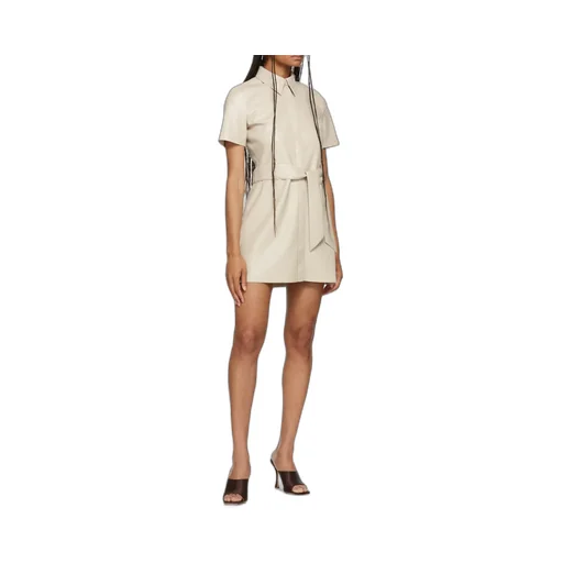 Halli Faux-Leather Mini Shirtdress