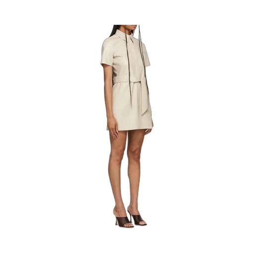 Halli Faux-Leather Mini Shirtdress